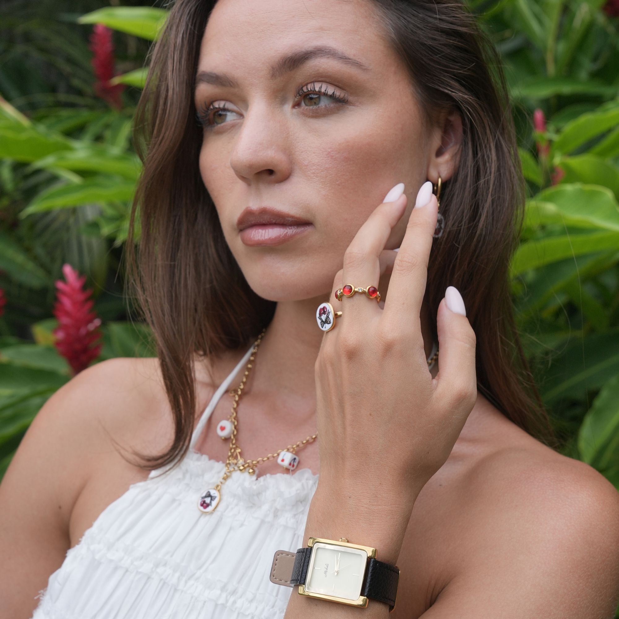 Ayana Roter Manschettenring | 18K Gold-Maison Doré
