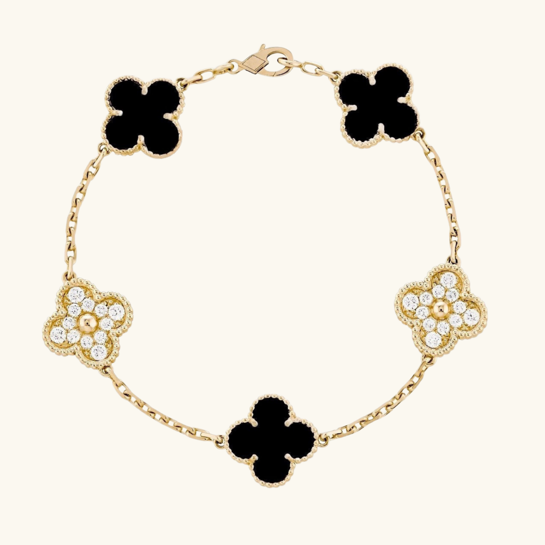 CLOVER | Goldene Schwarze Prestige-Armbanduhr-Maison Doré