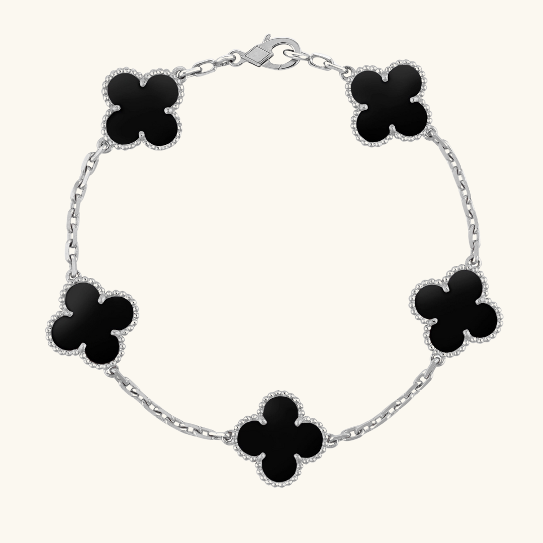 CLOVER | Schwarz/Silber Armband-Maison Doré