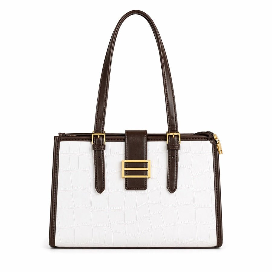 Clara Krokaat Tasche Weiß Braun-Maison Doré