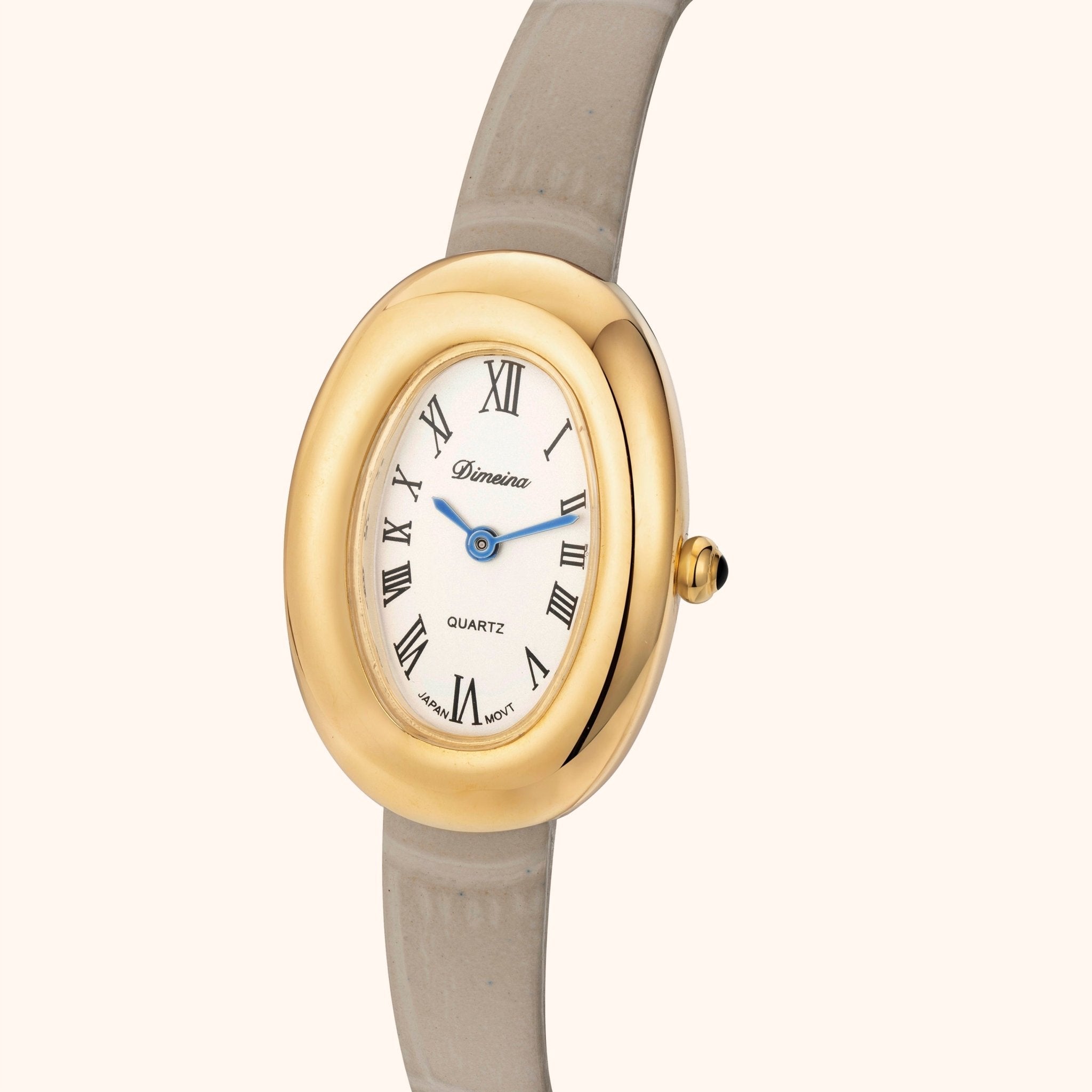 Elvina Grau Leder Gold