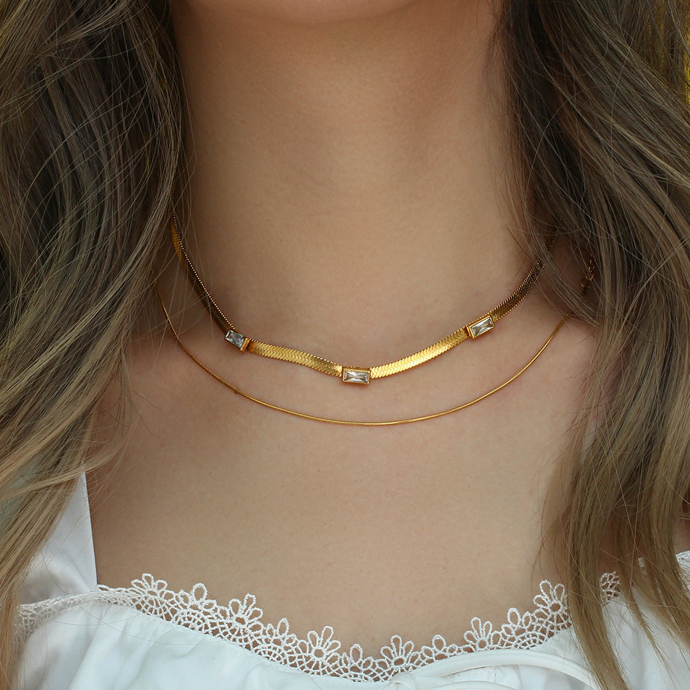 Eve Herringbone Gold Necklace-Maison Doré