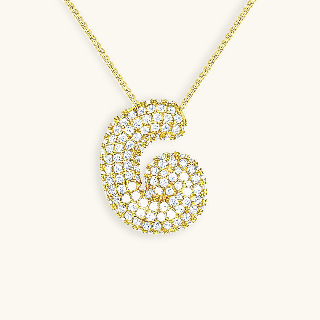 Bubbly Initial-Diamant-Halskette