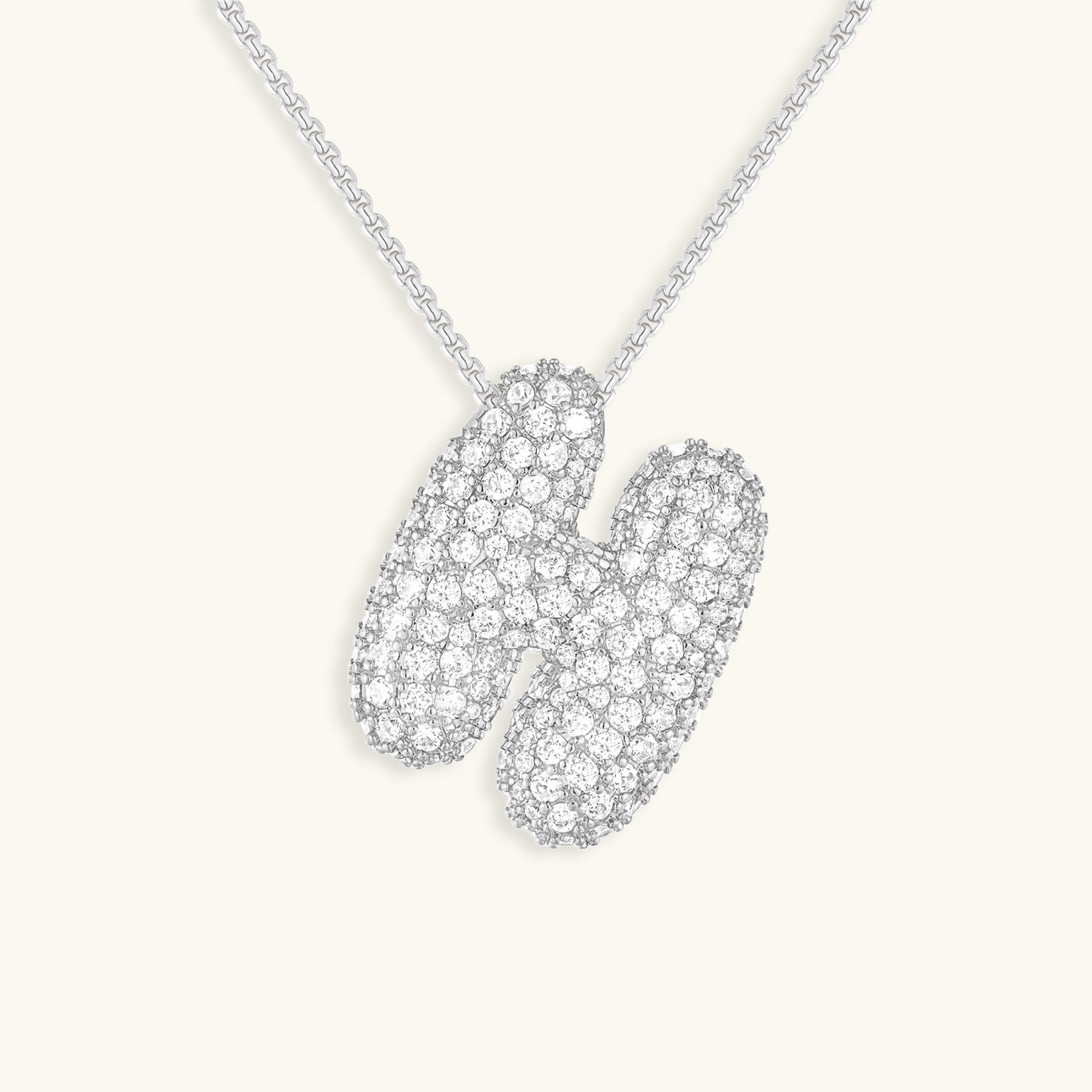 Bubbly Initial-Diamant-Halskette