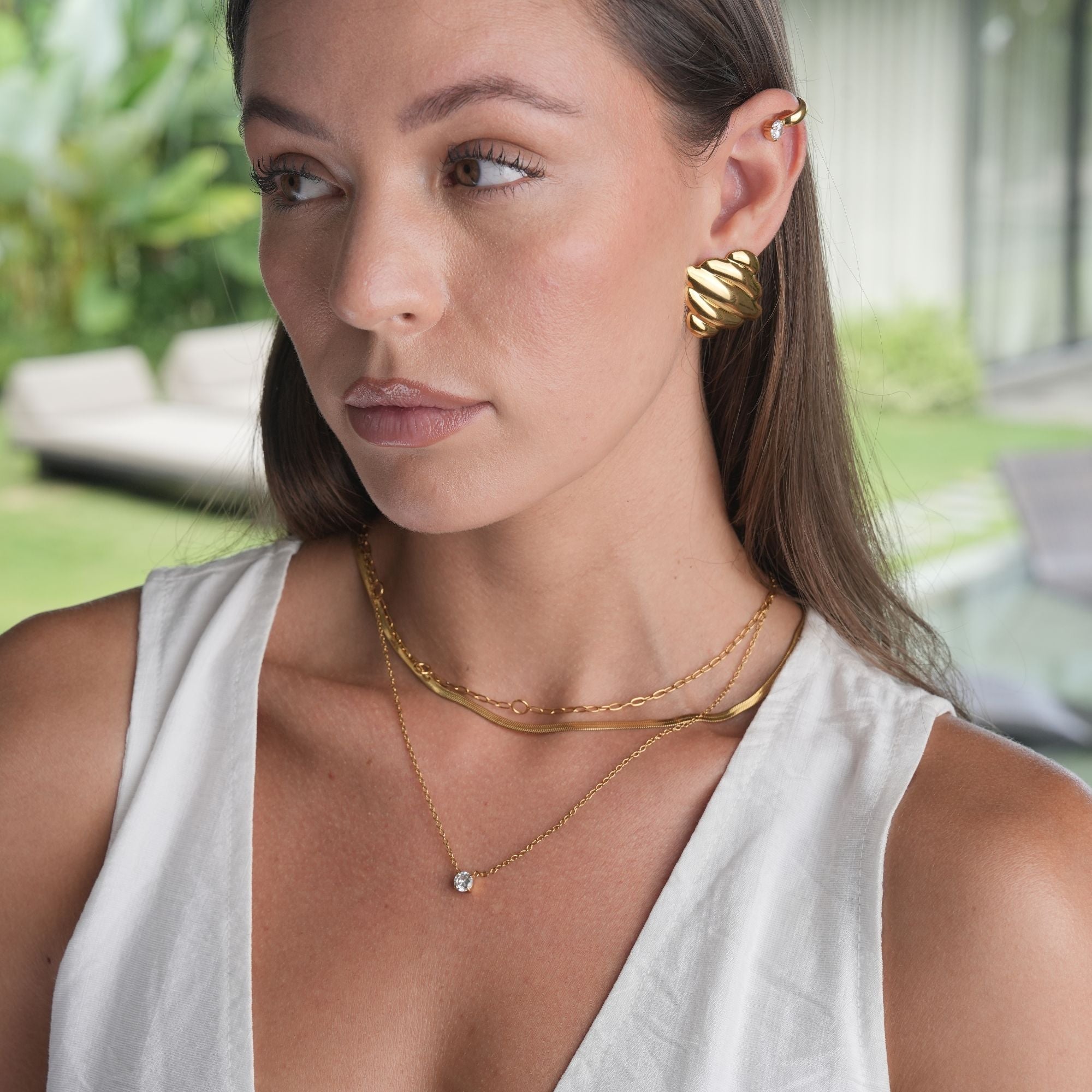 Linnea Gerippte Ohrstecker | 18K Gold-Maison Doré