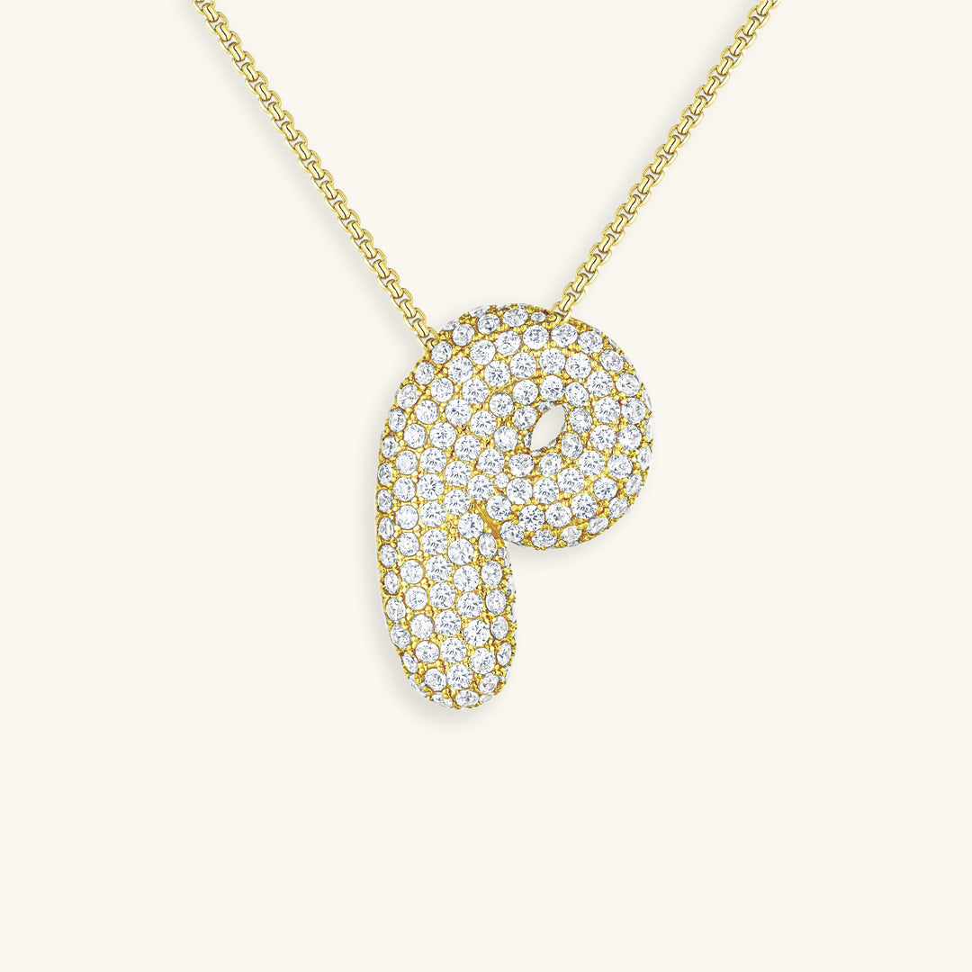 Bubbly Initial-Diamant-Halskette