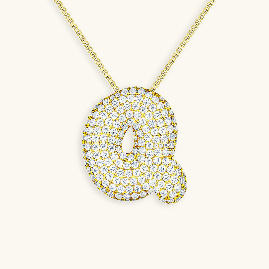 Bubbly Initial-Diamant-Halskette