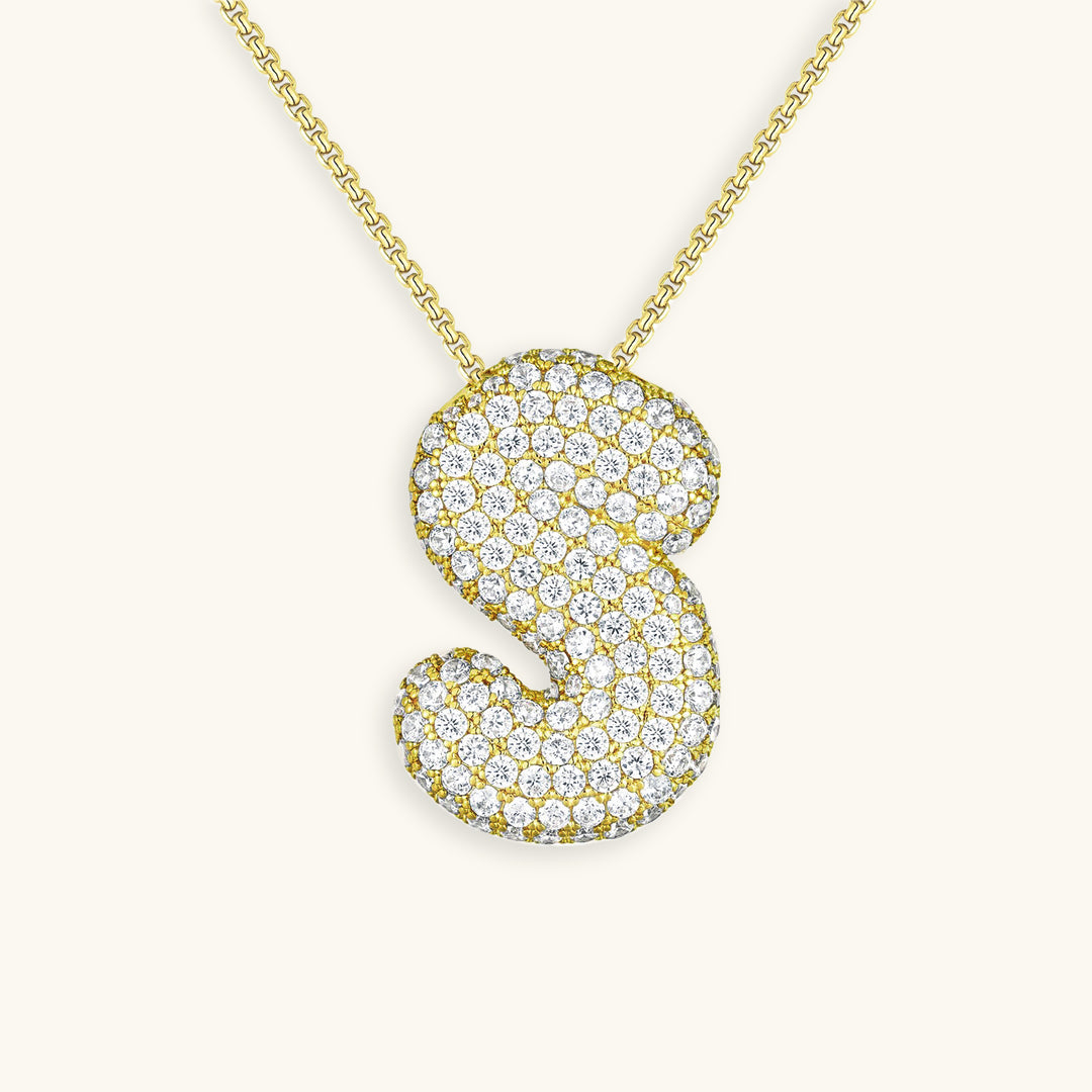Bubbly Initial-Diamant-Halskette