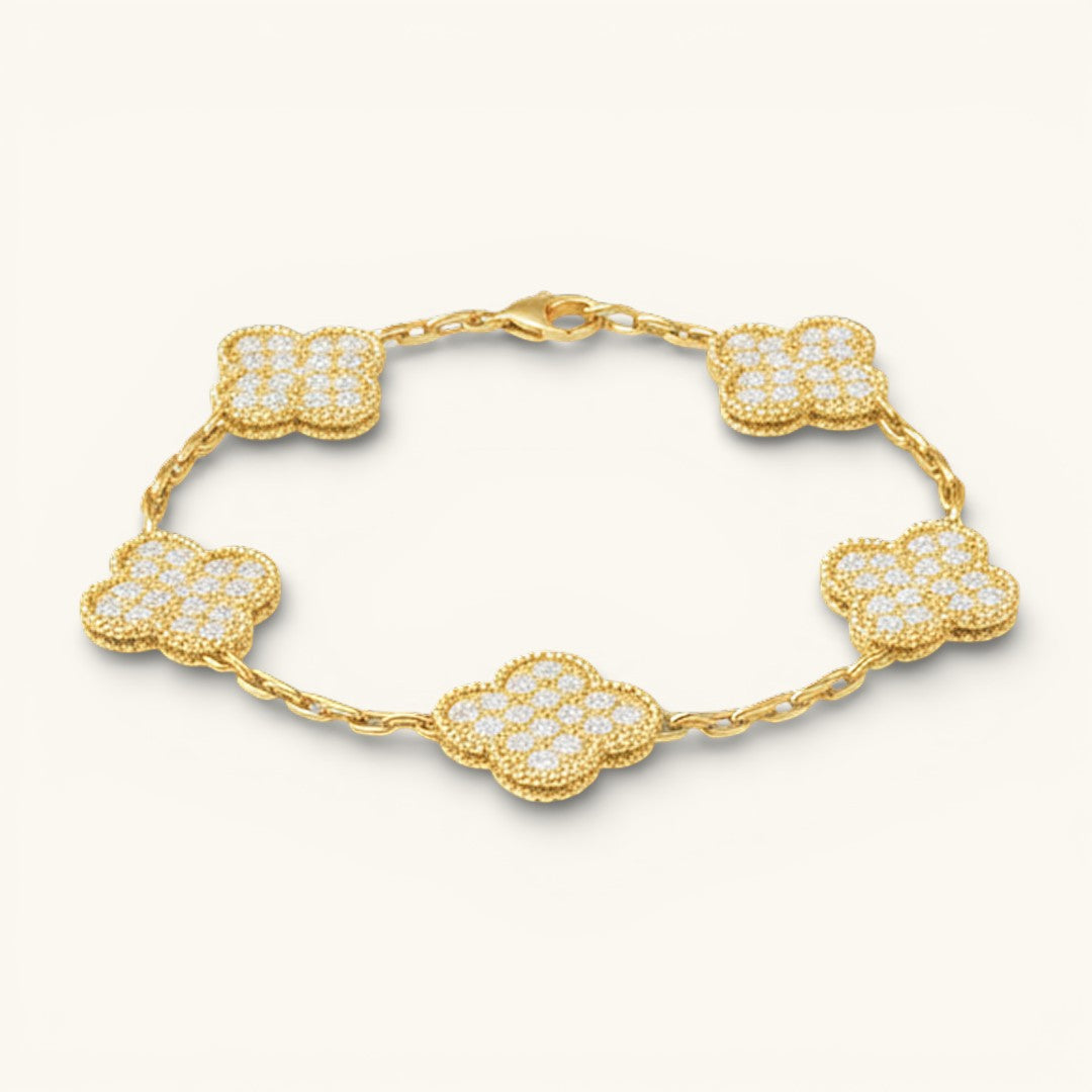 Vierblättriges Kleeblatt aus Gold-Zirkonia-Maison Doré