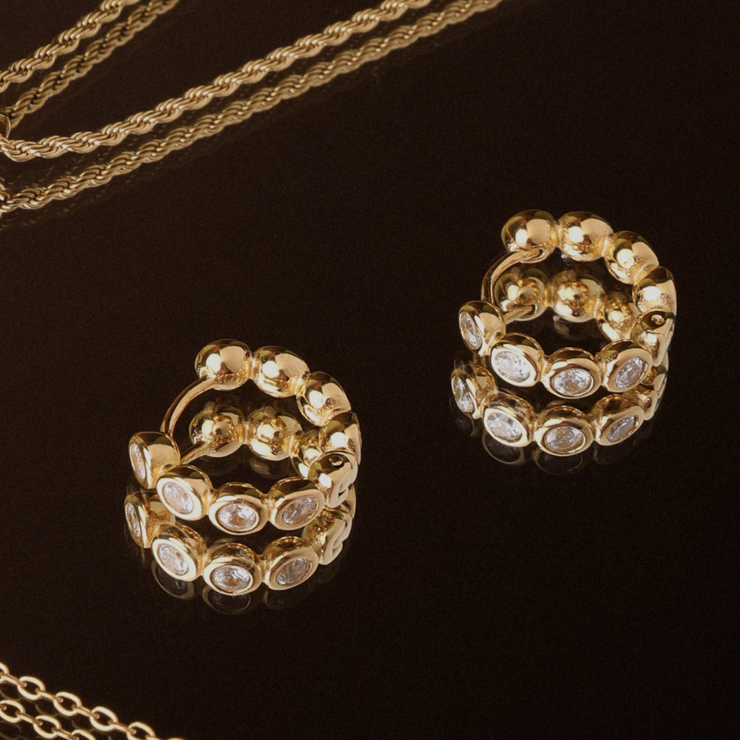 Perlen-Diamant-Hoops