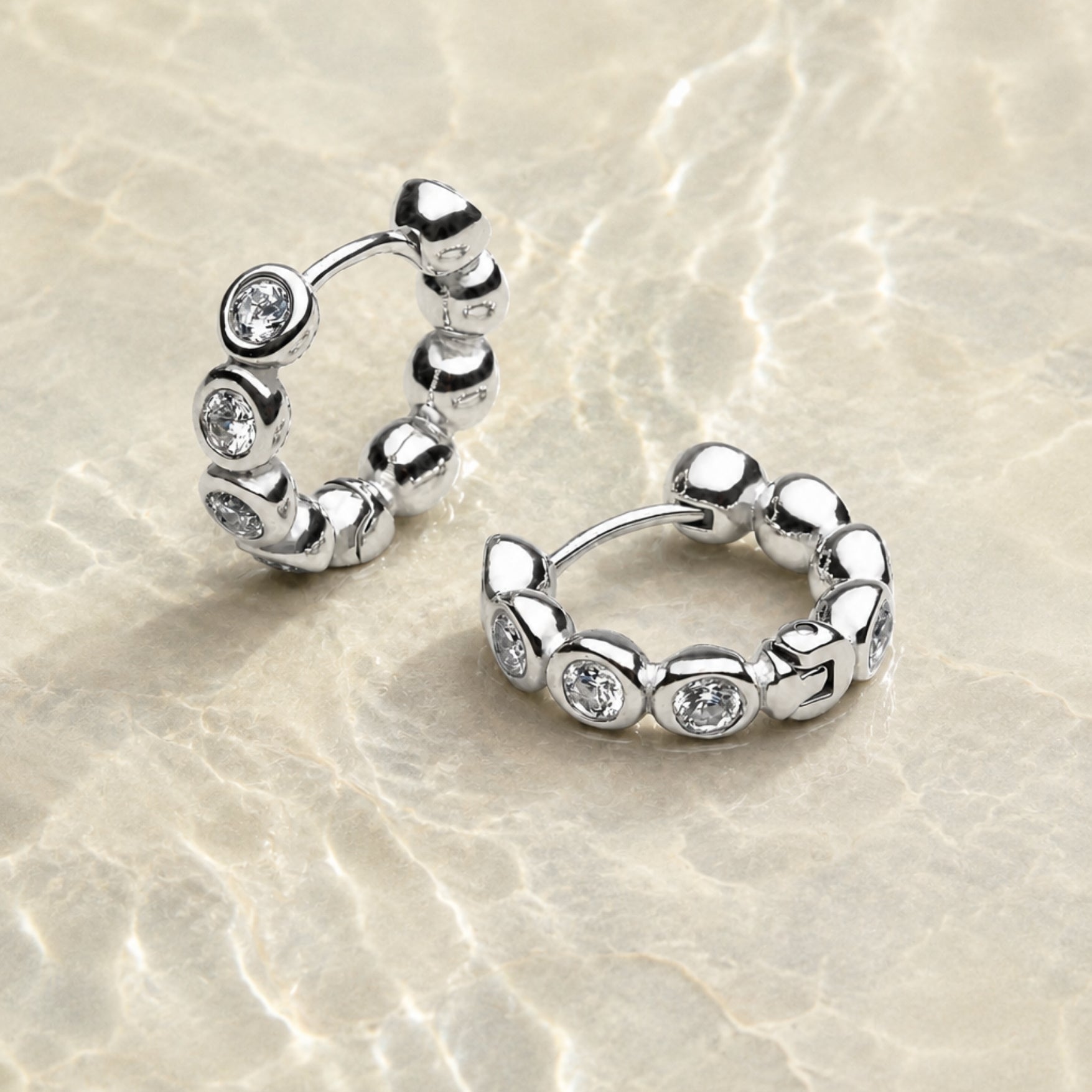 Perlen-Diamant-Hoops