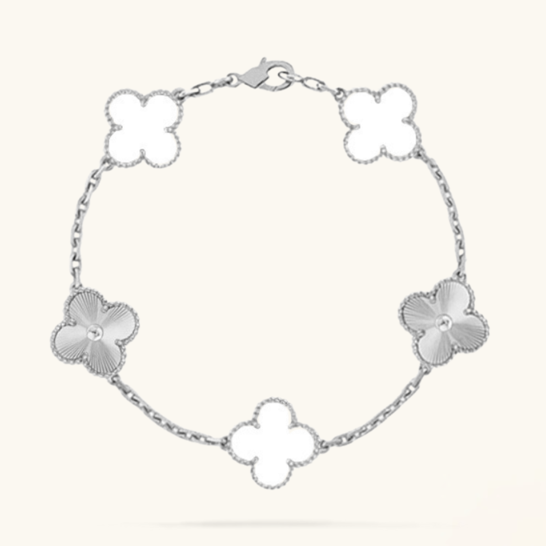 CLOVER | Armband Weiß/Silber-Maison Doré