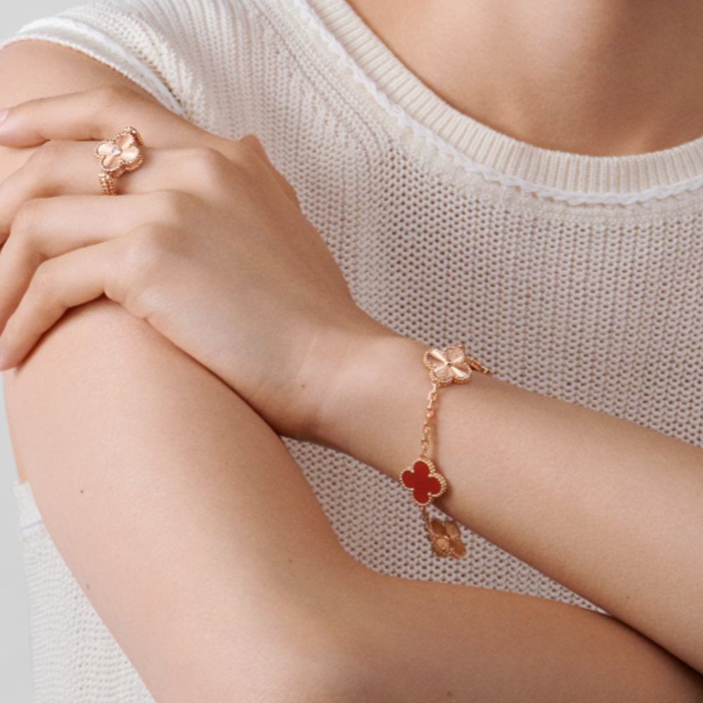 CLOVER | Armband aus Roségold mit Guillochierung-Maison Doré