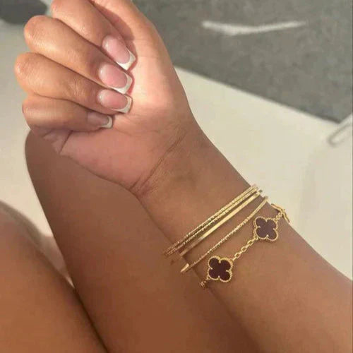 CLOVER | Schwarz/Silber Armband-Maison Doré