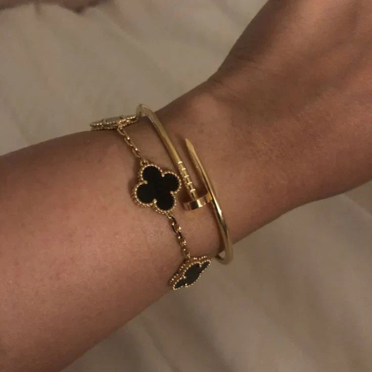 CLOVER | Schwarz/Silber Armband-Maison Doré