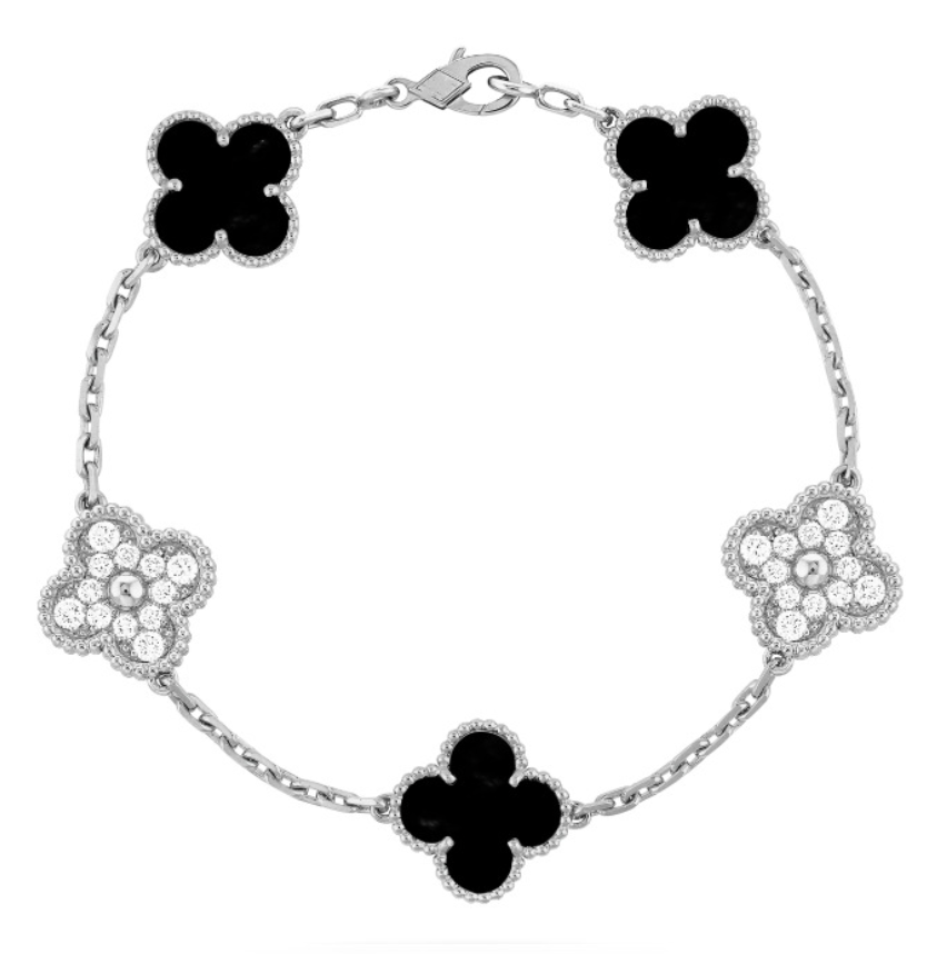 CLOVER | Schwarz/Silber Prestige Armband-Maison Doré