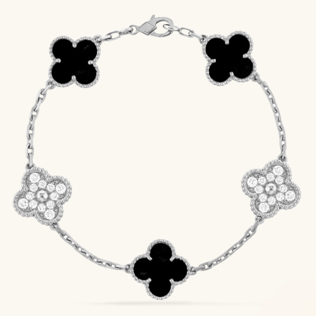 CLOVER | Schwarz/Silber Prestige Armband-Maison Doré