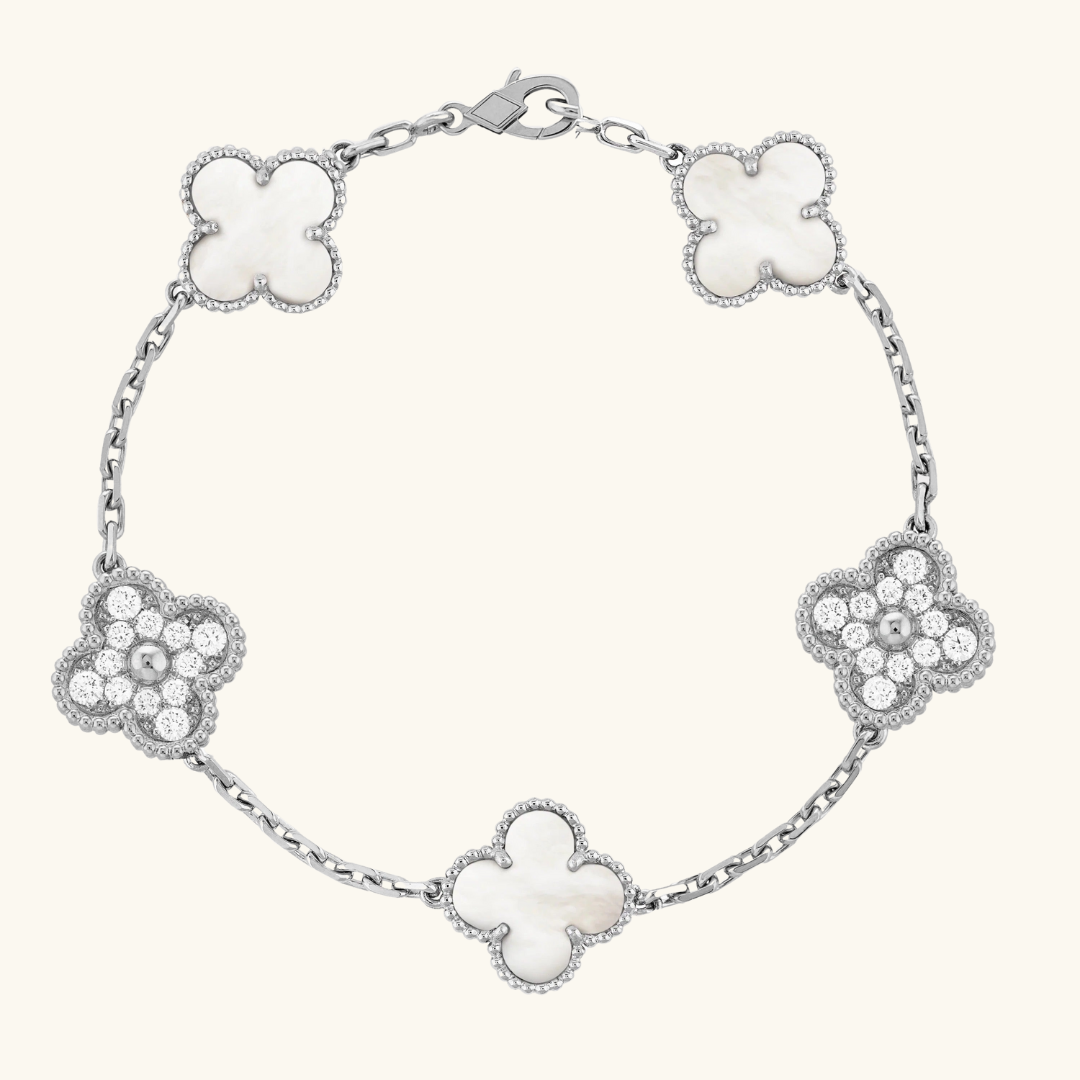 CLOVER | Silber-Weißes Prestige Armband-Maison Doré