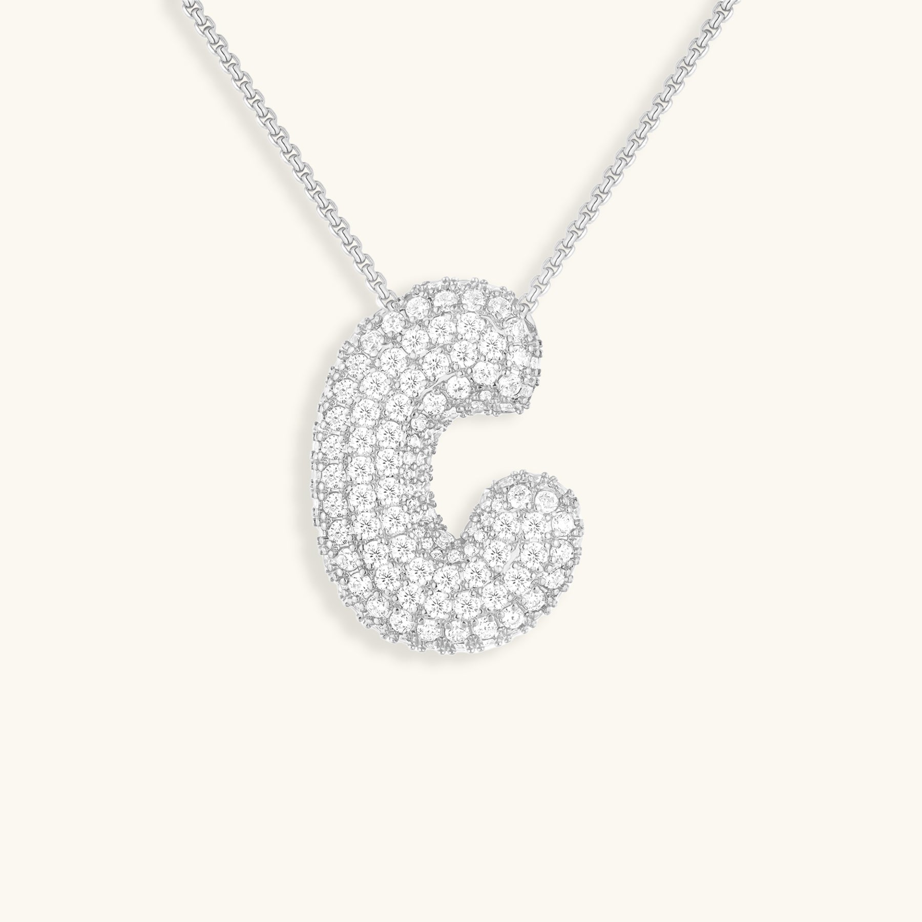 Bubbly Initial-Diamant-Halskette