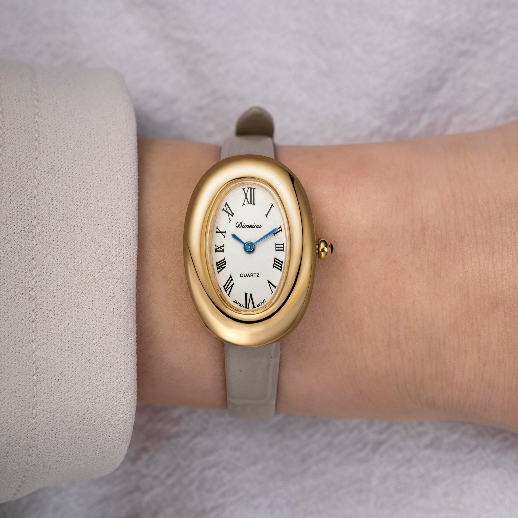 Elvina Grau Leder Gold-Maison Doré