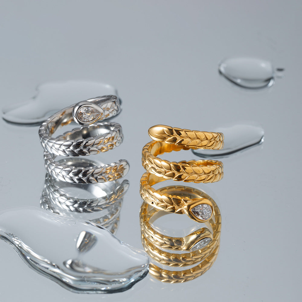 Davina Gold Serpent Ring-Maison Doré
