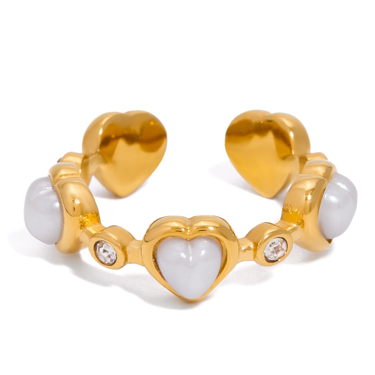 Esme Weißer Herzring | 18K Gold-Maison Doré