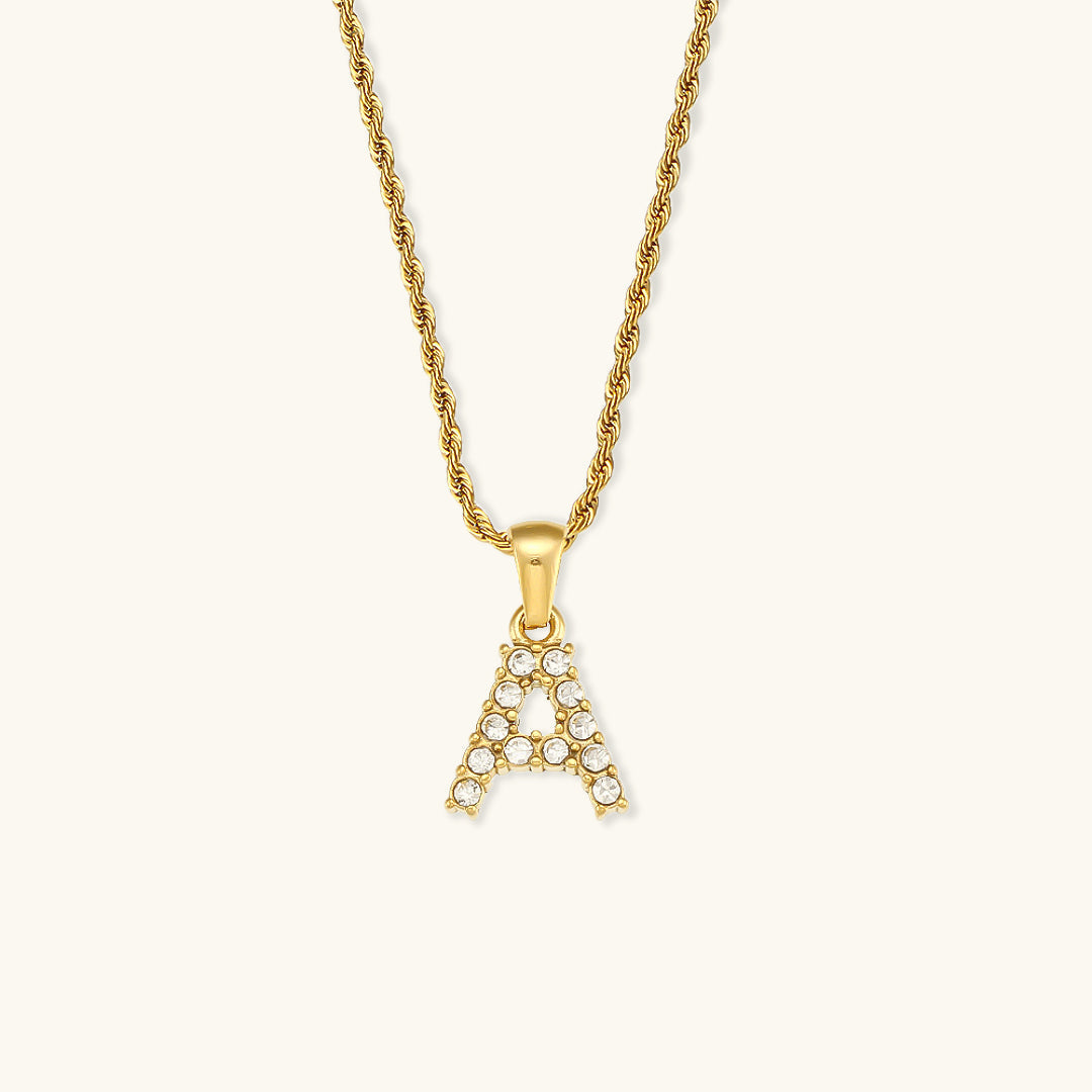 Maeve Buchstaben Initial Diamant Halskette-Maison Doré