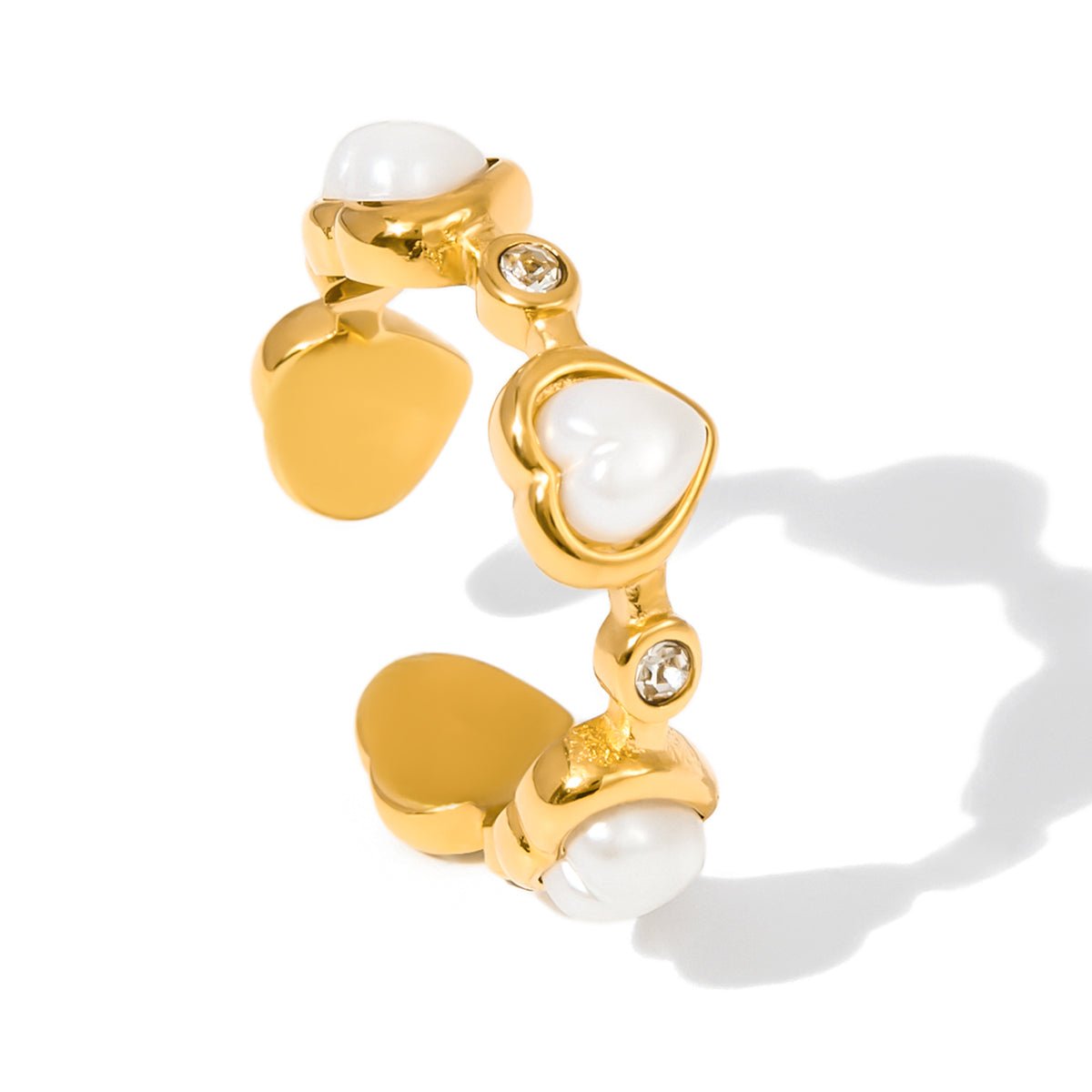 Esme Weißer Herzring | 18K Gold
