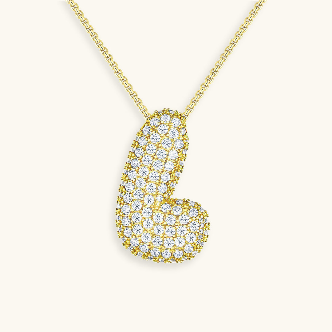 Bubbly Initial-Diamant-Halskette