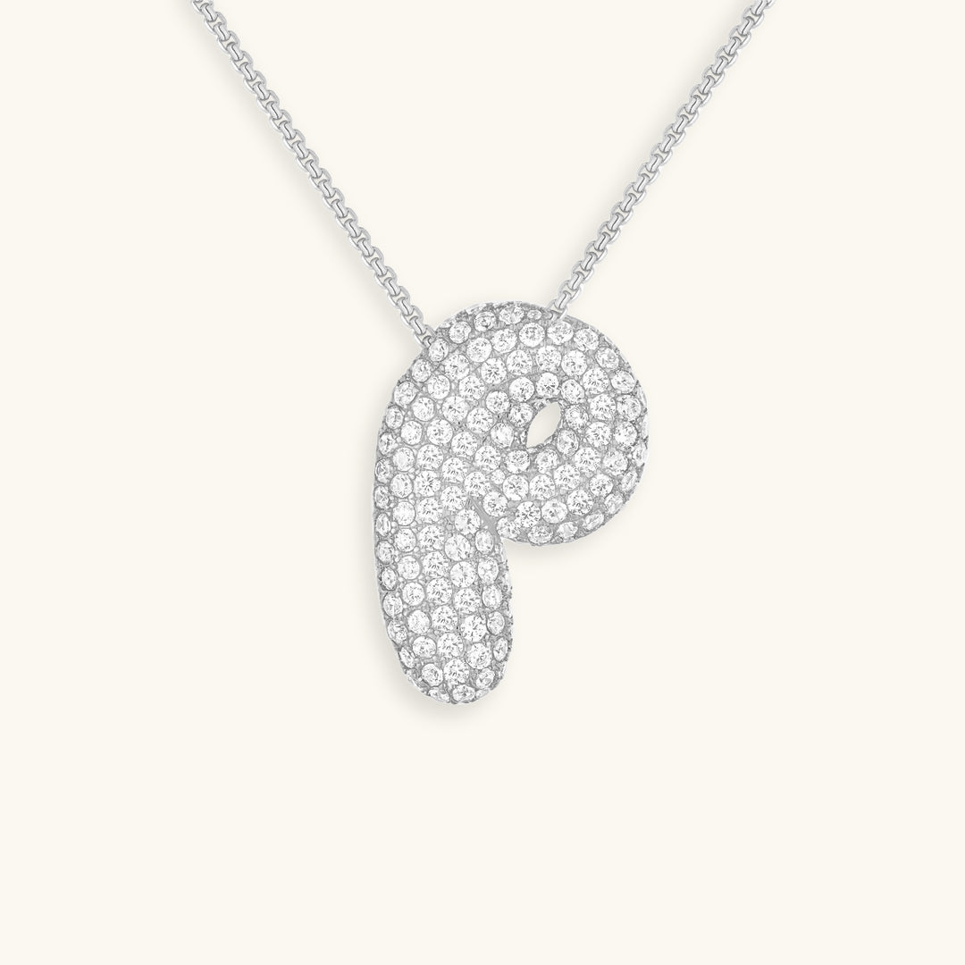 Bubbly Initial-Diamant-Halskette