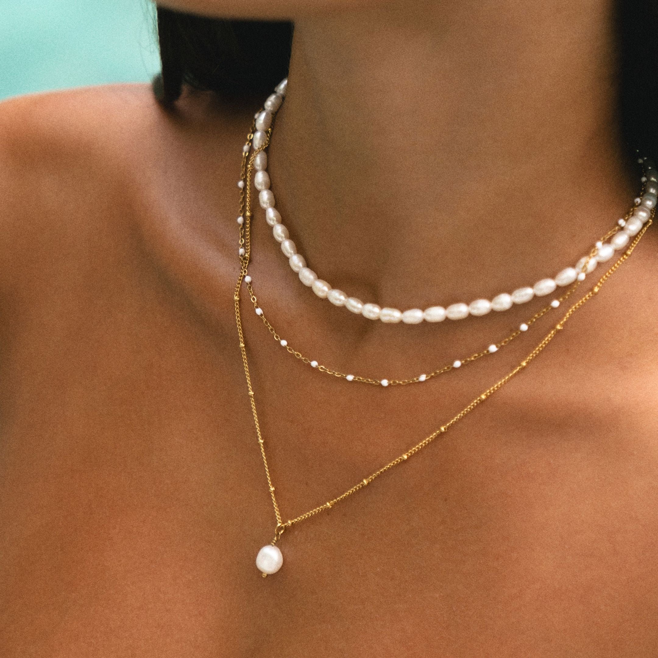 Weißes Perlen-Choker-Maison Doré