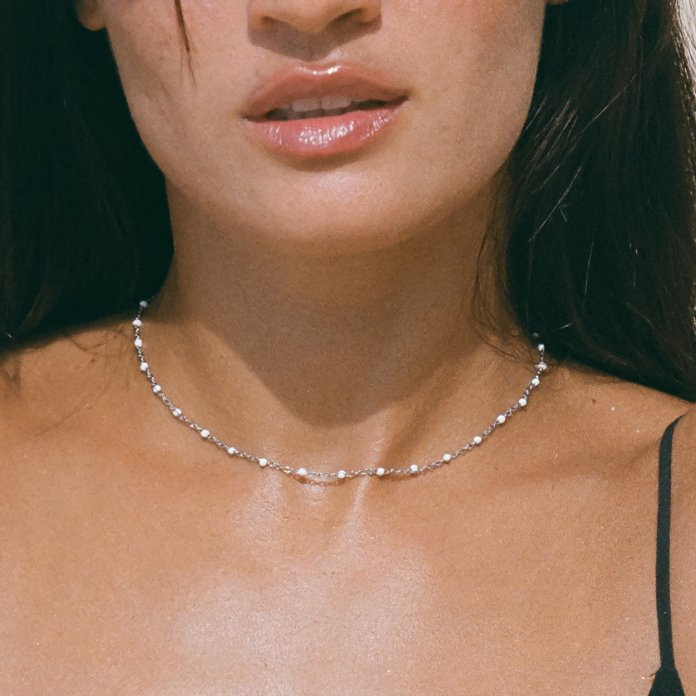 Weißes Perlen-Choker-Maison Doré