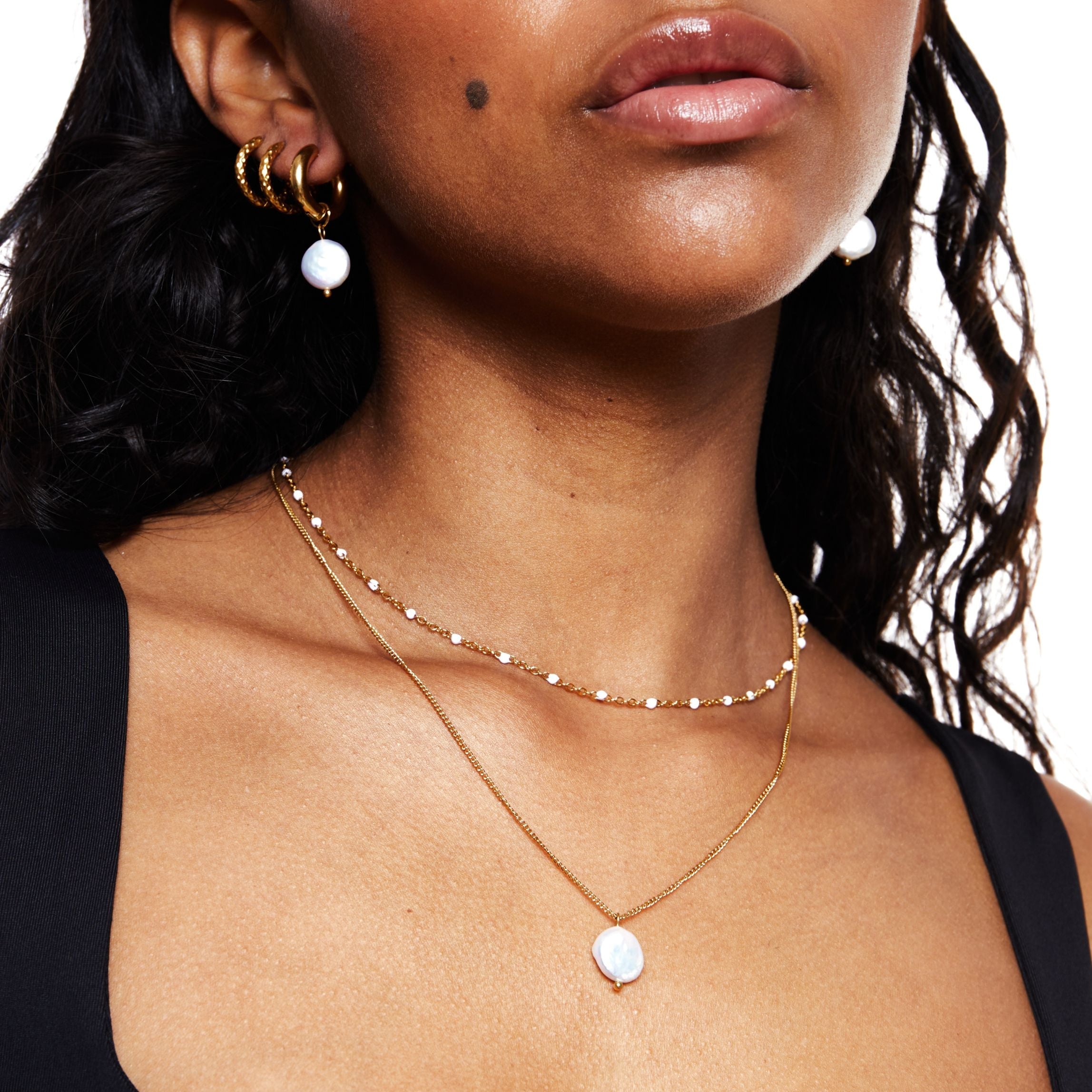 Weißes Perlen-Choker-Maison Doré