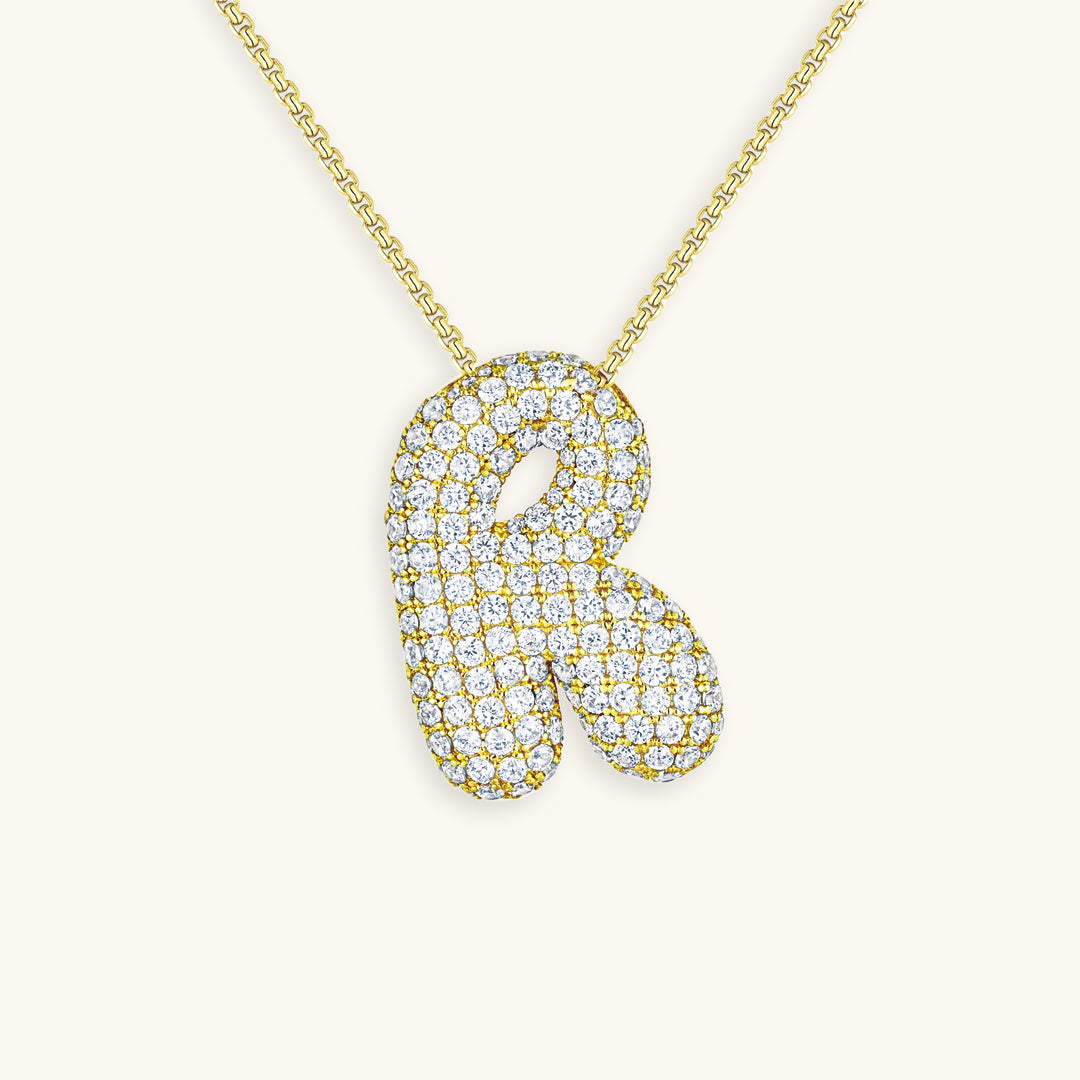 Bubbly Initial-Diamant-Halskette