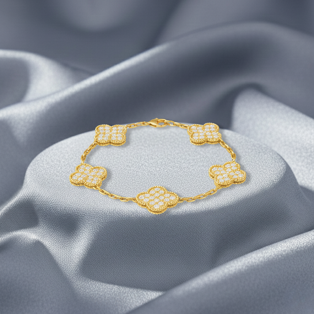 Vierblättriges Kleeblatt aus Gold-Zirkonia-Maison Doré