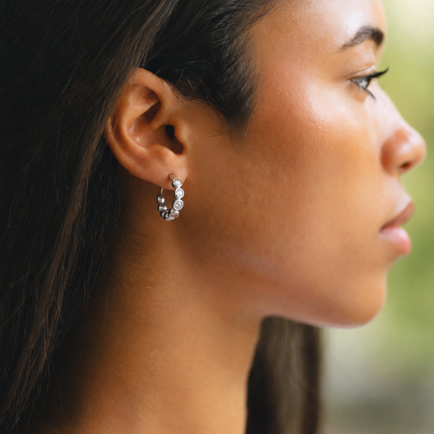 Perlen-Diamant-Hoops